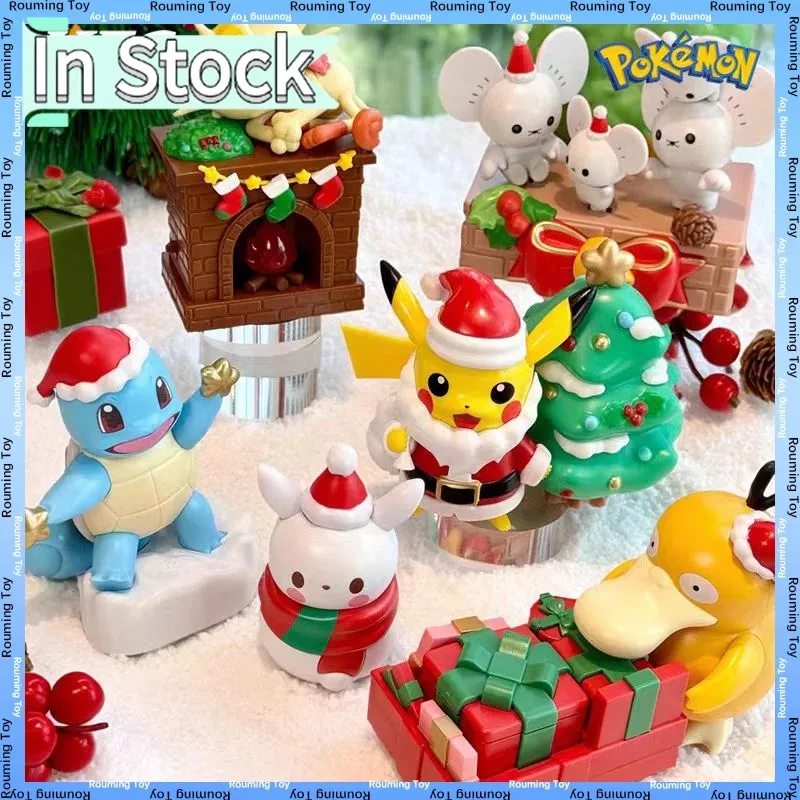Figuras de Pokémon KFC de Anime 100% auténticas, caja de encuadernación, serie navideña, modelo de figuras de acción limitada, muñeca coleccionable, juguetes Kawaii, regalos