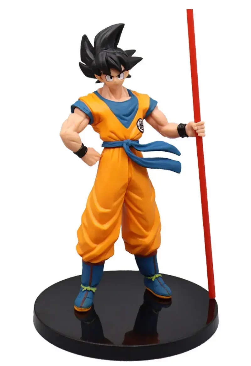 20cm Dragon Ball Stick Black Hair Son Goku Anime Figure Handmade Model Doll Collection Desk Decoration Statue Ornament Toy Gifts