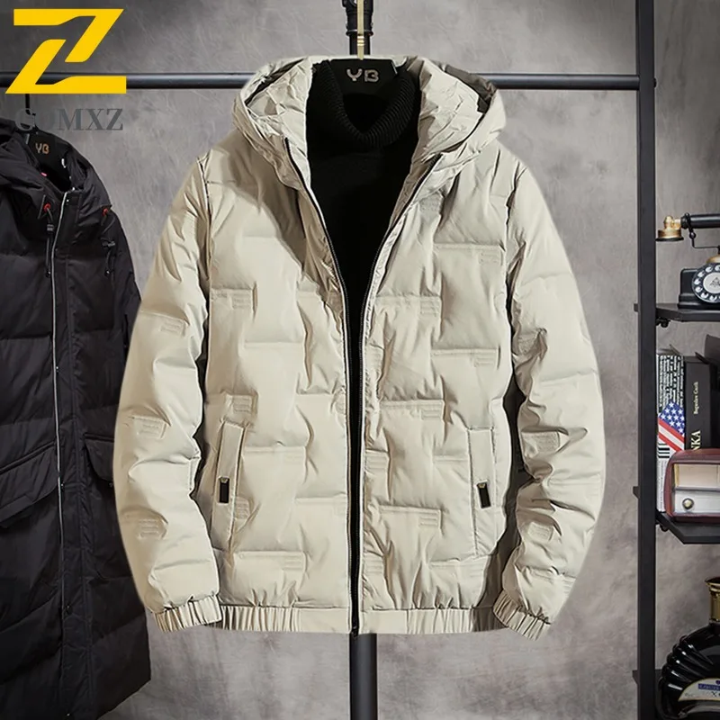 COMXZ Puffer Jacket Warm  Windproof Stand Collar Travel Parker Coat Snowy Versatile Cold-Resistant Winter Jacket Men's Clothing
