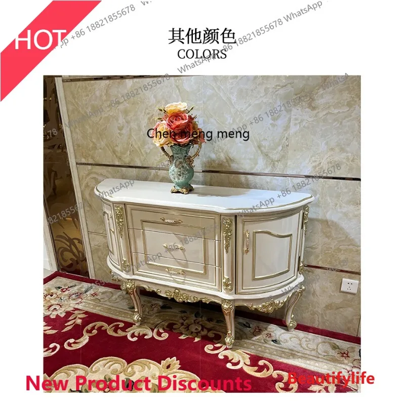 

Французский обеденный боковой шкаф из цельного дерева, европейский роскошный резной шкаф, место для хранения вещей в гостиной и декоративный стол