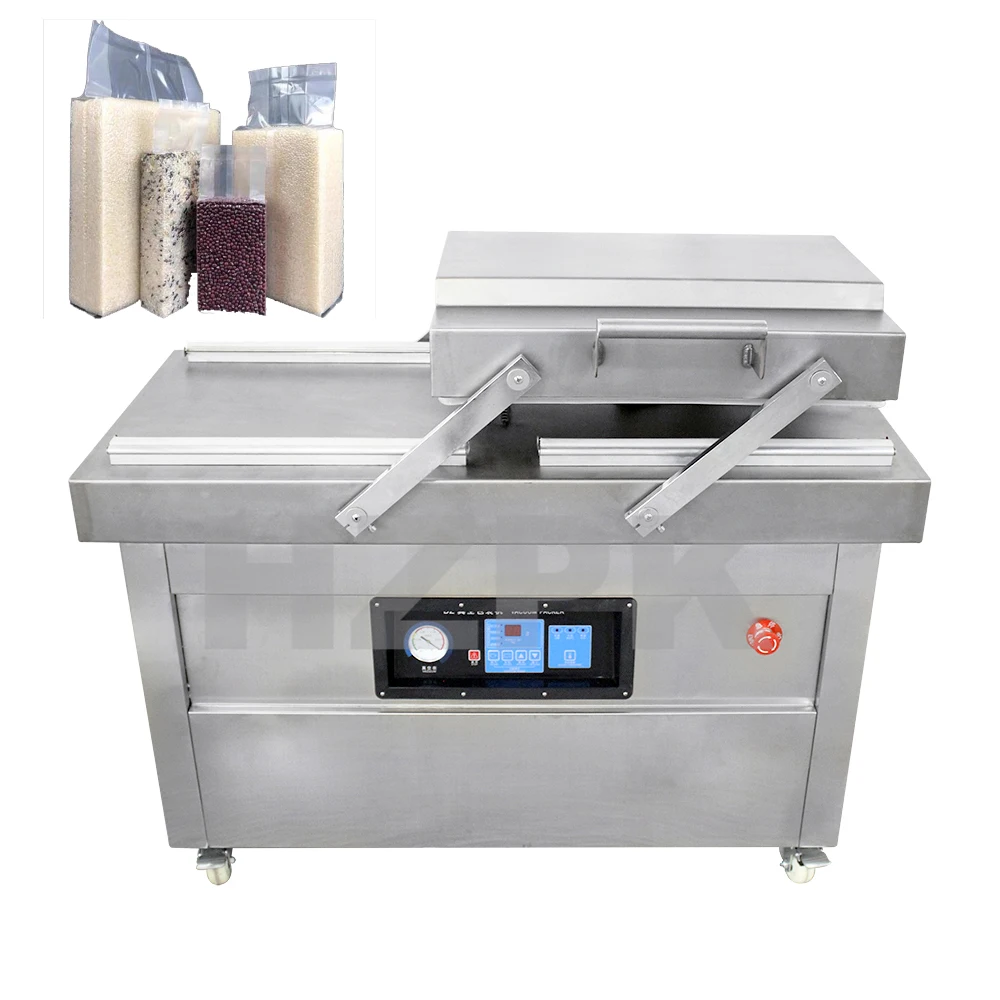 

HZPK Semi-automatic Electric Double Chamber Vacuum Sealing Packaging Machine for Food Fruit Metal