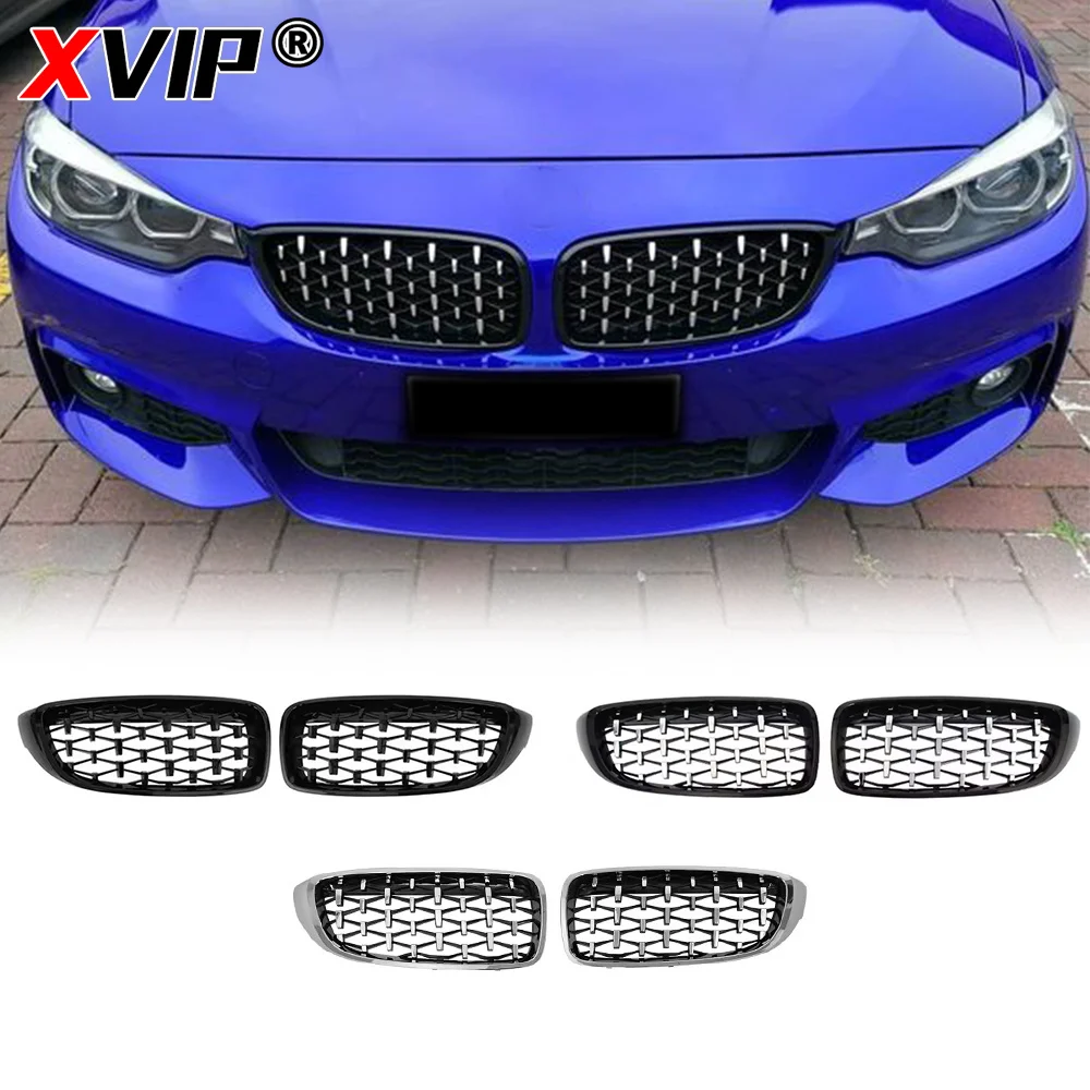 XVIP For 4-Series F32/F33/F36/F80/F82 2014-2020 428i Glossy Black Front Bumper Kidney Grille Replace For 51137294813,51137294814