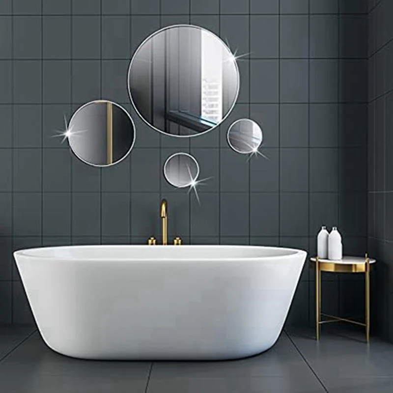 100 Pieces Mini Size Round Mirror Small Round Mirror Adhesive Mirror Round Craft Mirror Tiles For Crafts Durable Easy To Use