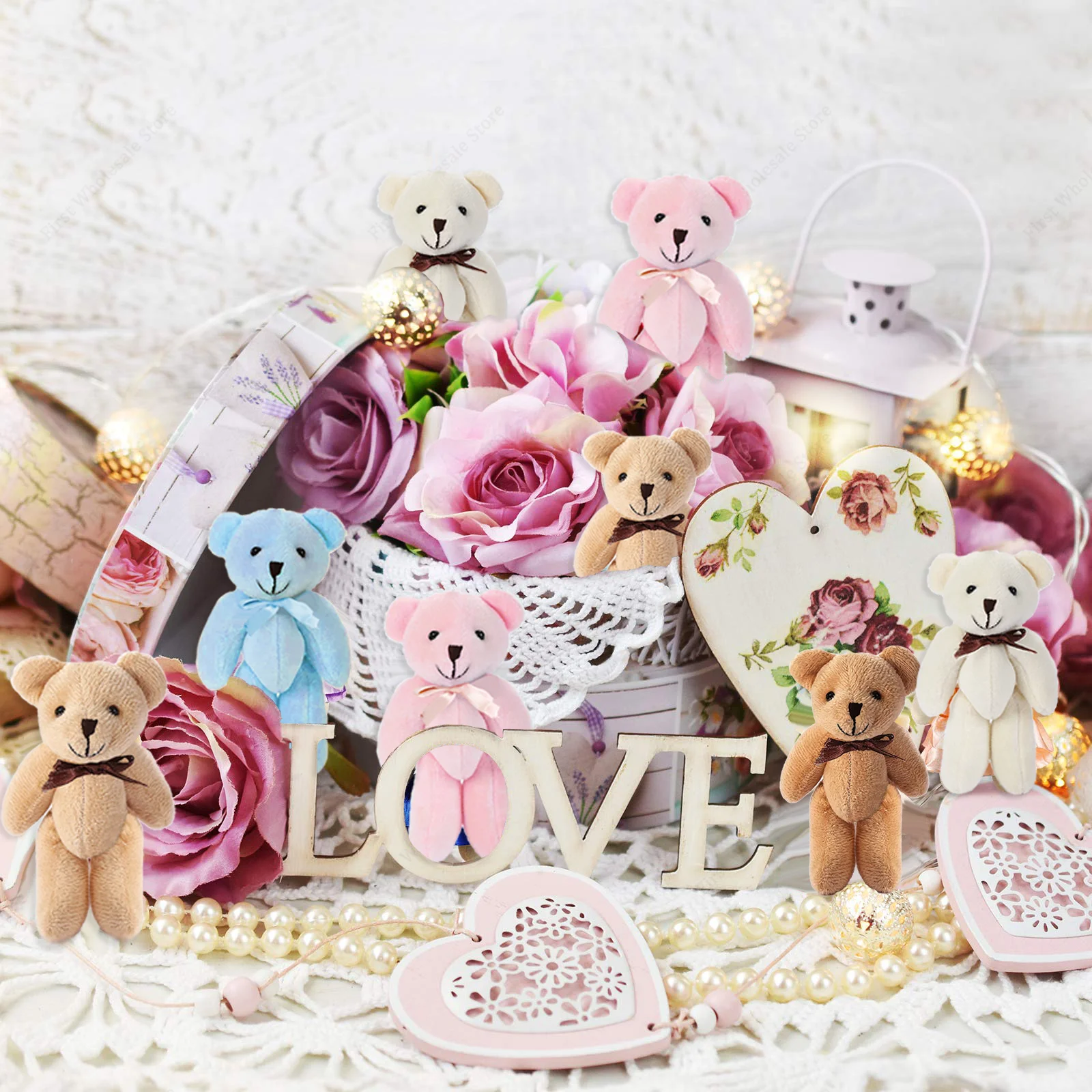 11/13cm Teddy Bear Keychain Joint Movable Stuffed Bear Xmas Ornaments Plush Bears Baby Shower Souvenirs Wedding Gift for Guests