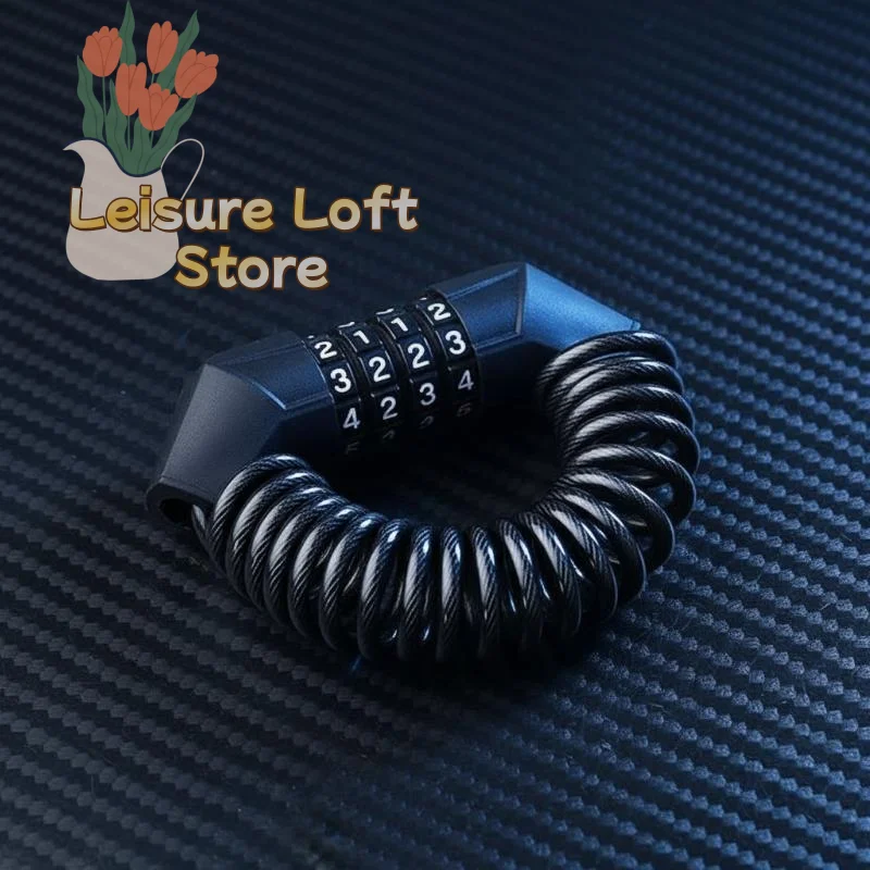 Helmet Lock Cable 4 Digit Password Combination Black Steel Wire Anti Theft for Motorcycle Bike Outdoor Equipment