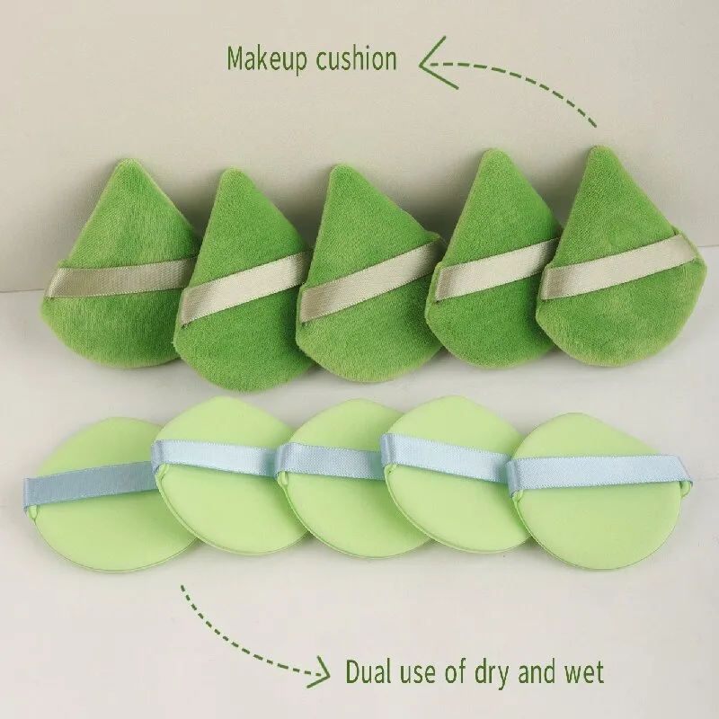 10PCS Green Makeup Sponge Blender Set for Foundation Concealer Wet Dry Use Easy Clean Beauty Egg Cosmetic Puff Set Make Up Tools