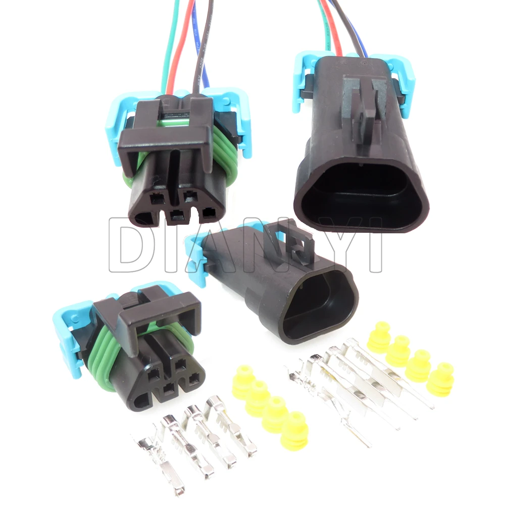 

1 Set 4 Way Starter Auto Male Female Wire Sockets For Buick 12146047 12092839 Car Plastic Housing Sealed Connector With Cables