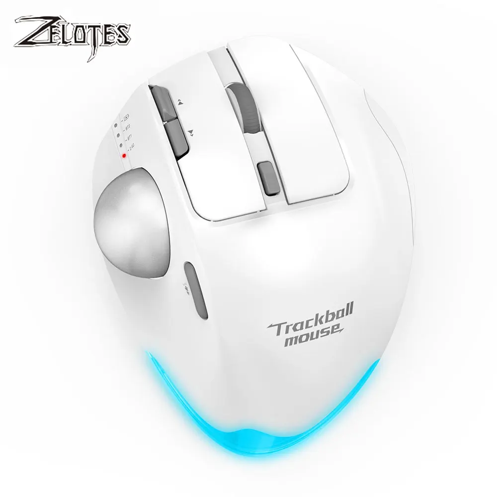 

Zelotes F-33 Trackball Мышь 4800 точек на дюйм 2,4G Беспроводная мышь с подсветкой Двойная Bluetooth Перезаряжаемая мышь для программирования с регулируемым углом