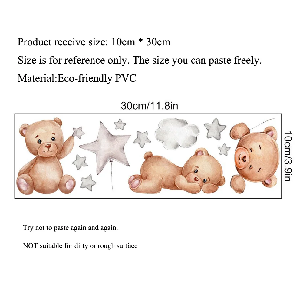 Cartoon Animal Bear Star Switch Sticker For Kids Room Decoration Decals Bedroom Home Decor Wallpaper Self-adhesive Wall Mural