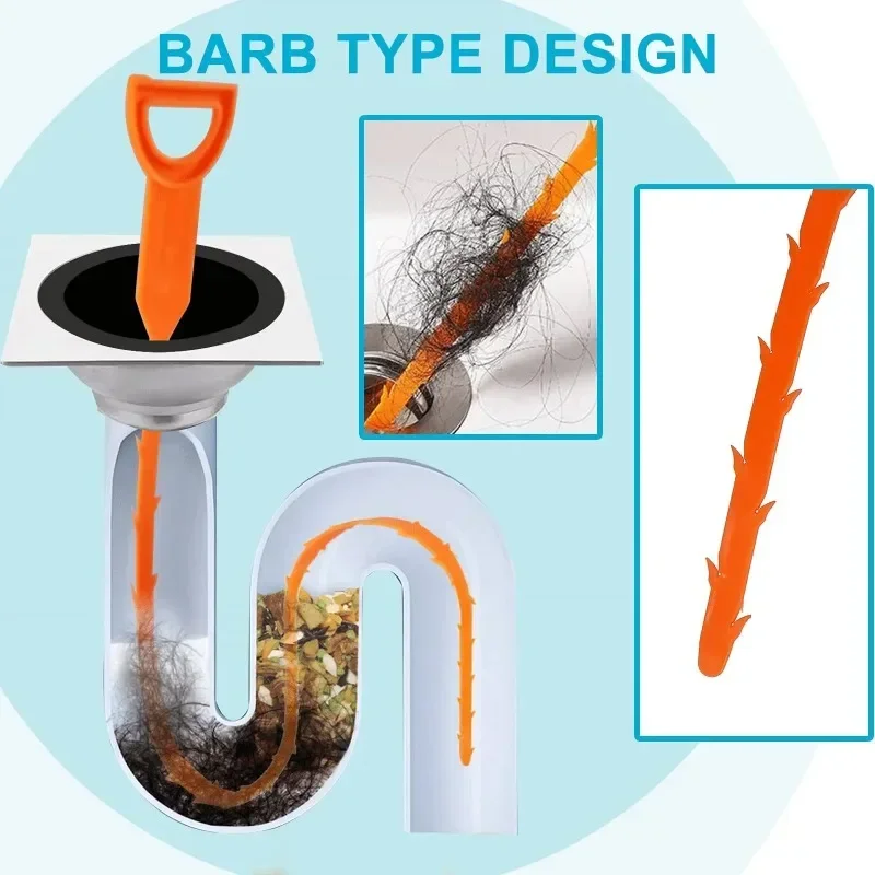 1-10PC Sewer Unclogger Bathroom Hair Sewer Sink Clean Pipe Dredging Shower Remover Household Cleanser Drainage Unblocking Tools