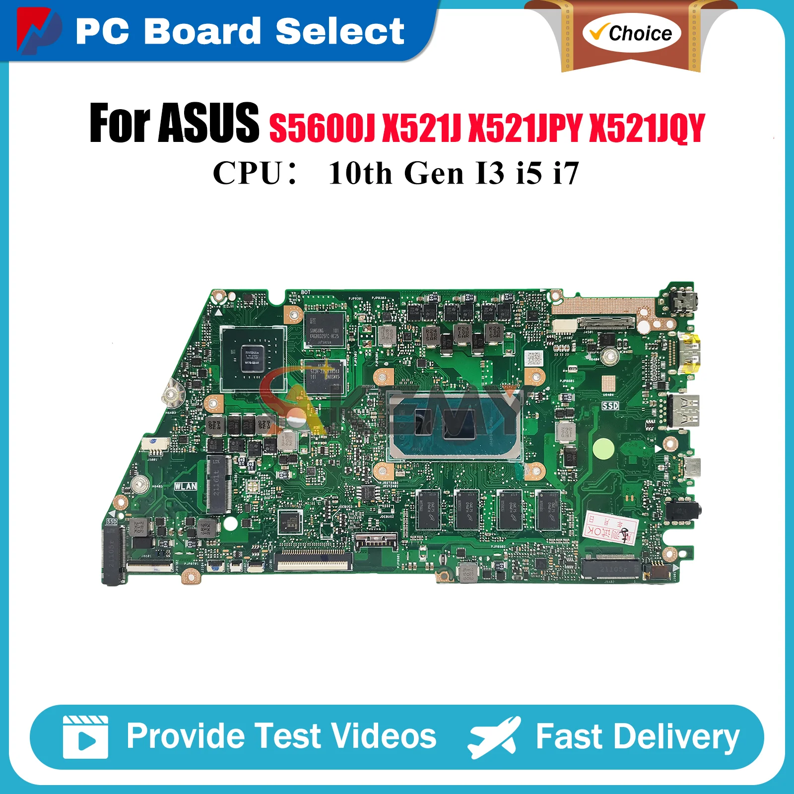 

X521JQ Laptop Motherboard For ASUS X421J X521JPY S5600J X521JAY X521JFY X521JQY Mainboard 10th Gen I3 i5 i7 100% tests OK stk
