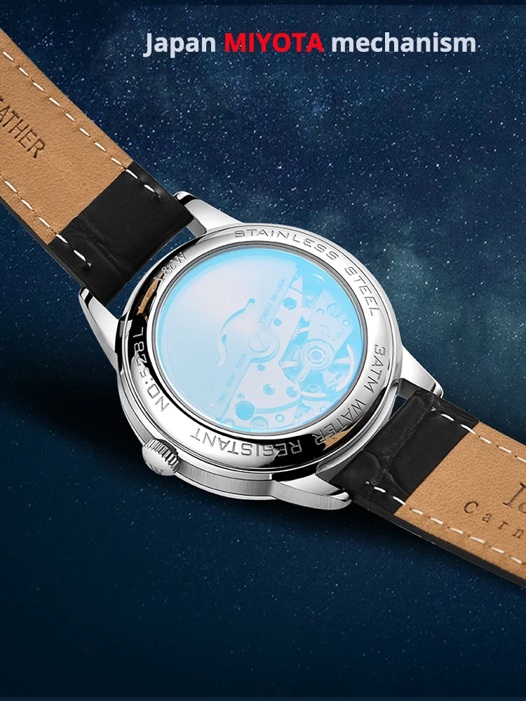 Switzerland Brand I&W New Moon Phase Automatic Watch for Women Sapphire Mechanical Watches Calendar MIYOTA Movement Reloj Mujer