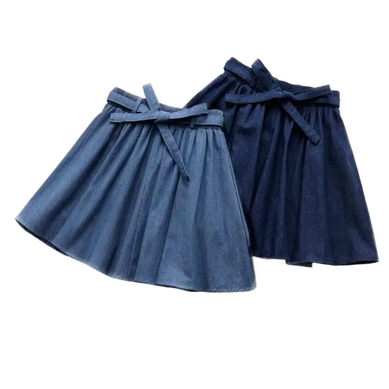 

Casual High Waist Denim Skirt Women Loose Mini Pleated Skirt Girl 2024 Sweet Summer Jeans Skirt With Sashes mini faldas Vestidos