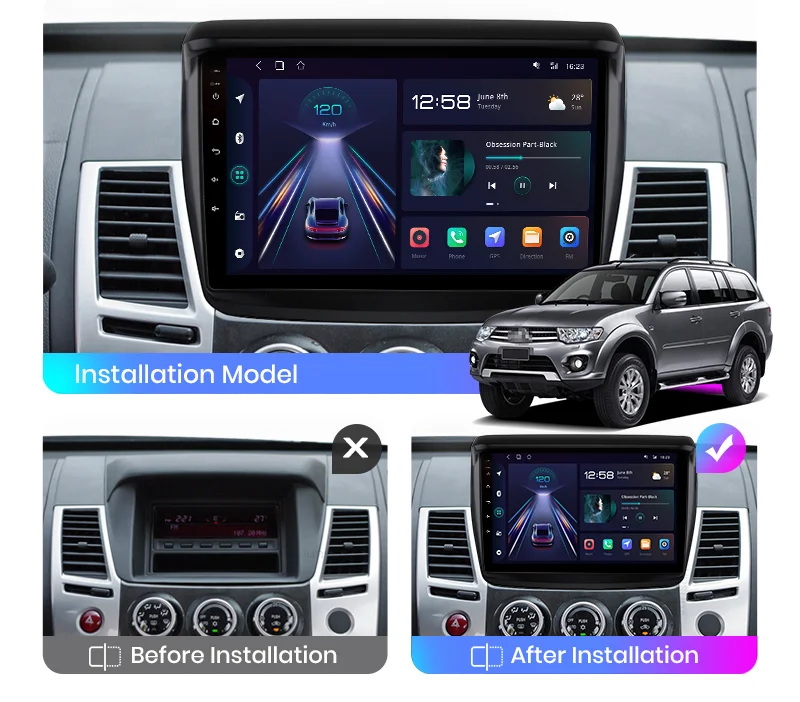 Car Radio Android Auto Split Screen Android For Mitsubishi Pajero Sport 2 L200 Triton Car DVD Player Stereo Radio