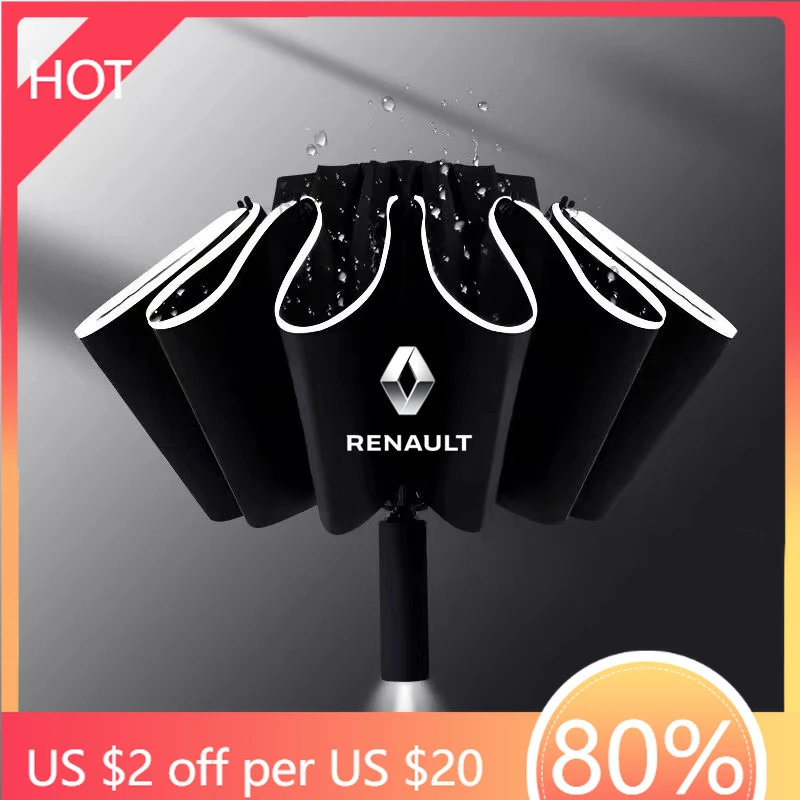 

Для Renault 2026, новые колпаки-концентраторы, автомобильный зонт со светодиодным фонариком, зонт со светоотражающей полосой для Renault Megane 2 3 Clio Scenic Dus