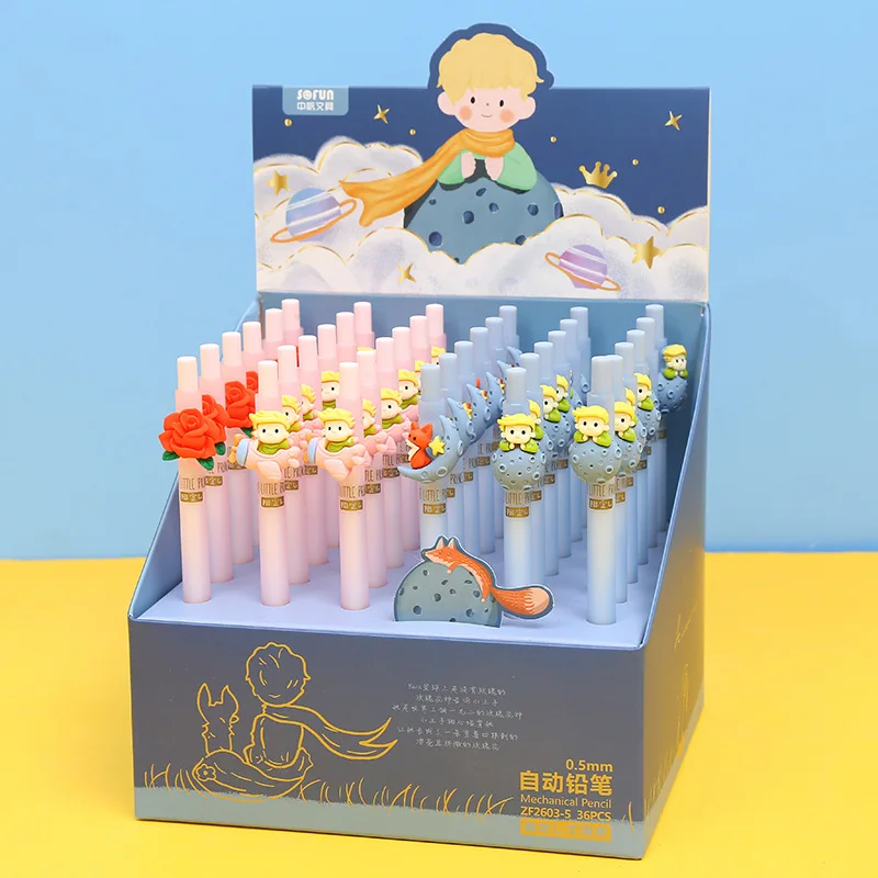 36 pcs/lot The Little Prince Press Gel Pens For Writing Cute Rose 0.5mm Black Ink Netura Pen Stationery Office School Supplies