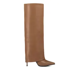 Sharp pointed new plus size novel pants leg knee high boots with super high slim heels and sexy long boots for women