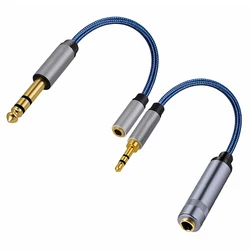 3.5mm AUX to 6.35mm Male to Female Audio Adapter TRS 1/8 to 1/4 Jack Stereo Cable for Amplifier Guitar Piano Speaker Headphone