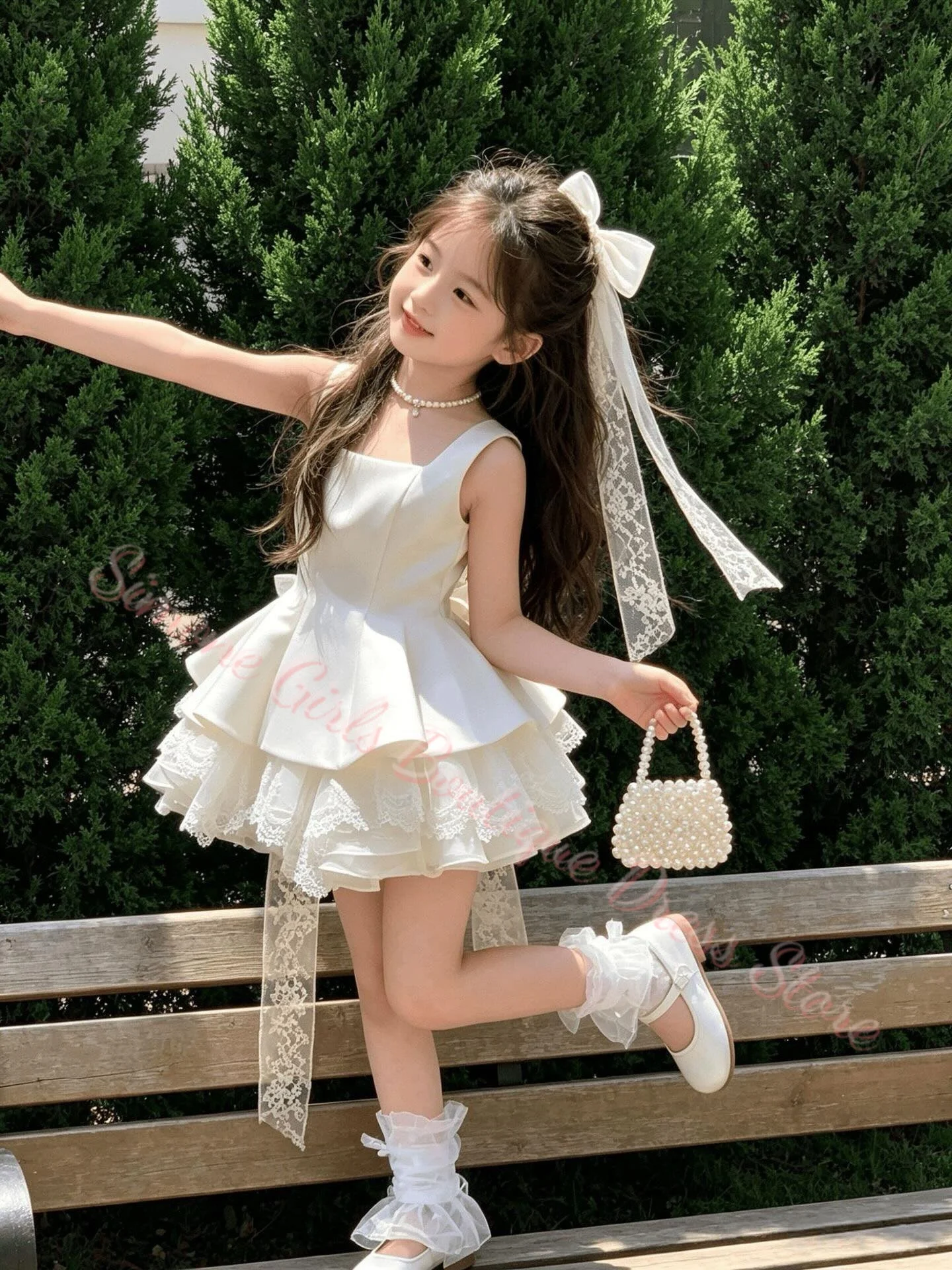 New Elegant Lace Embroidery Strap Dress Flower Girl Dress Princess Wedding Skirt Style New Arrival Casual Wear Button Closure