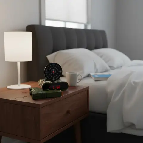 Electronics Desk Clock Digital Gun Alarm Clock Gadget Target Laser Shoot For Children's Alarm Clock Table Awakening News 2026