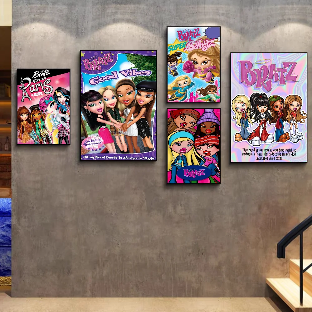 B-Bratz D-Doll Classic Vintage Vintage Posters Sticky Retro Kraft Paper Sticker DIY Room Bar Cafe Kawaii Room Decor