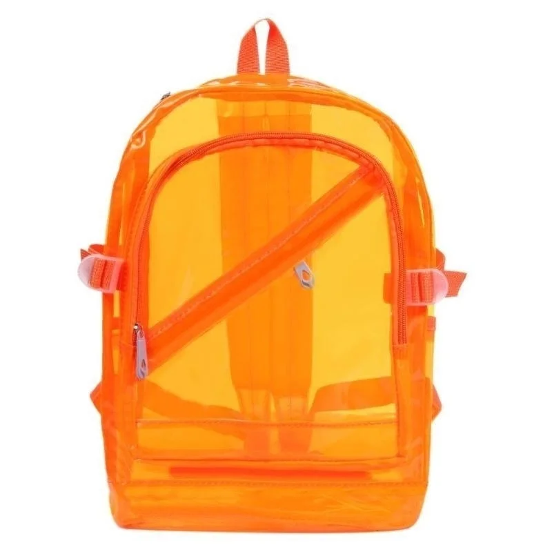 Fashion Transparent Backpack Waterproof PVC Clear Plastic Daily Mini Teenager Girls Notebook School Bag