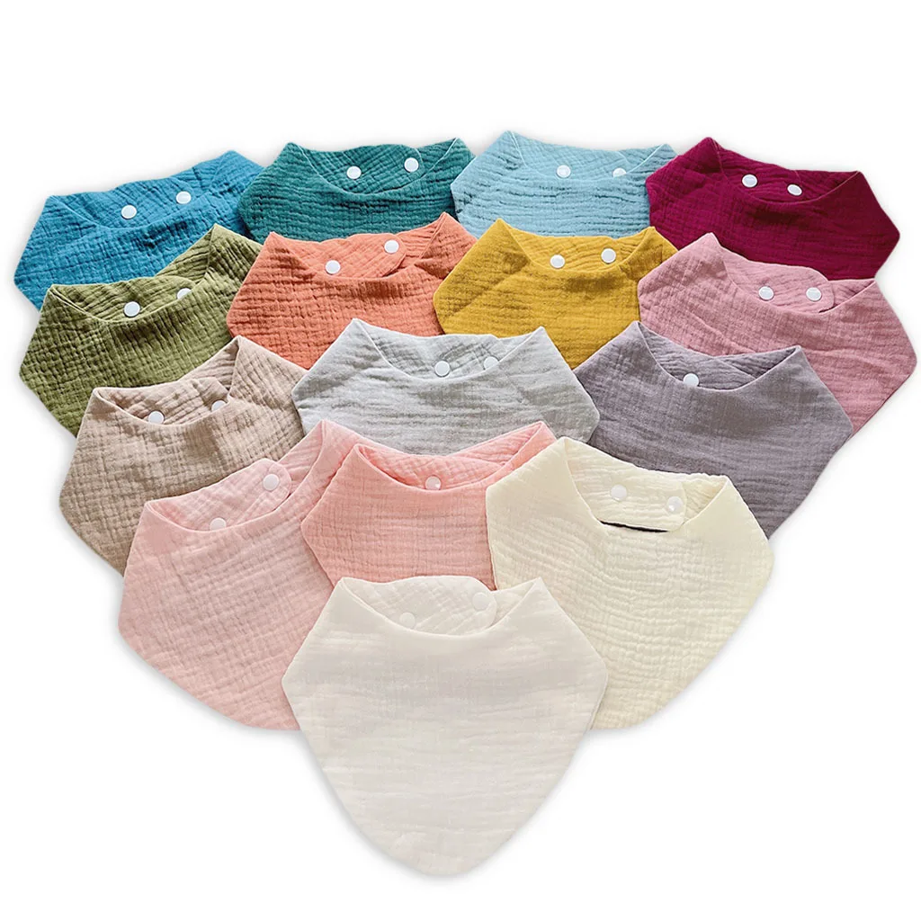 New Baby Solid Color Double-Layer Gauze Bib, Toddler Scarf-Style Drool Bib, Quick-Drying and Absorbent