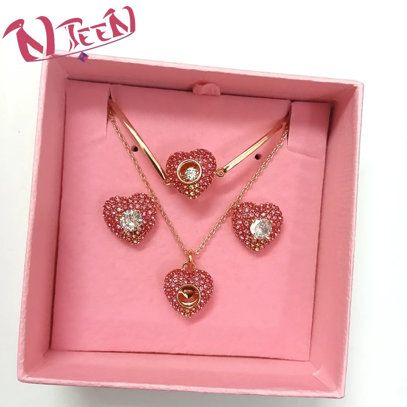 2024 New Original S925 Silver Heart Shape Infinity Symbol Women Fashion Pendant Decoration Earrings Exquisite Jewelry Gift