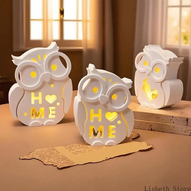 

124A Heat Resistant Silicone Owl Lamp Shade Mold Hollow Design Owl Mold For DIY Home Decors And Handmade Art Projects