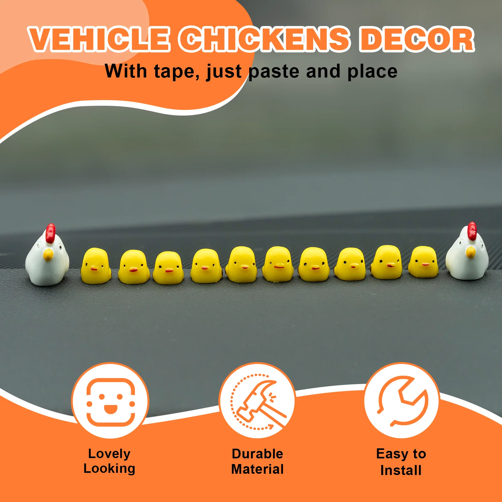 Cute Mini Chickens Car Dashboard Accessories Fun Chicks Car Rearview Mirror Decor Interior Ornaments Fairy Garden Home Car Gifts