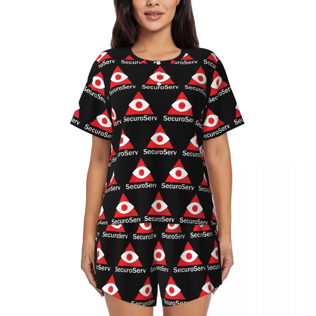 

SecuroServ Round Neck Short Sleeve Nightgowns for Sleeping Sleepshirts Women Soft Pajama Set Short Pants