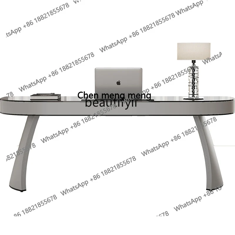 

Italian minimalist designer high-end study desk home light luxury high-end feeling living room computer office table and chair H