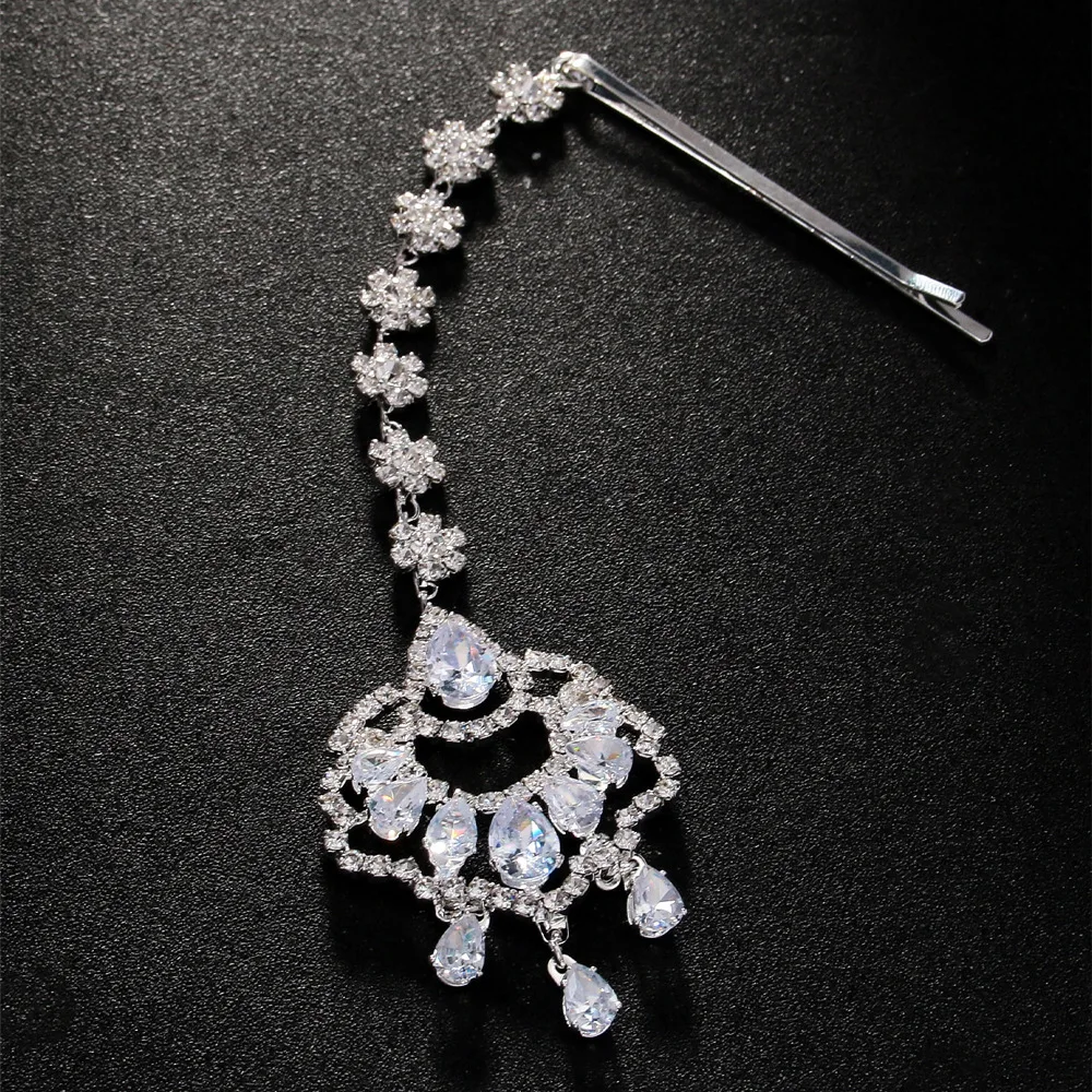 Exotic Gift Zirconia Maang Tikka Hairpin Indian Women Forehead Jewelry Gorgeous Boho Statement Headdress Accessories Festival