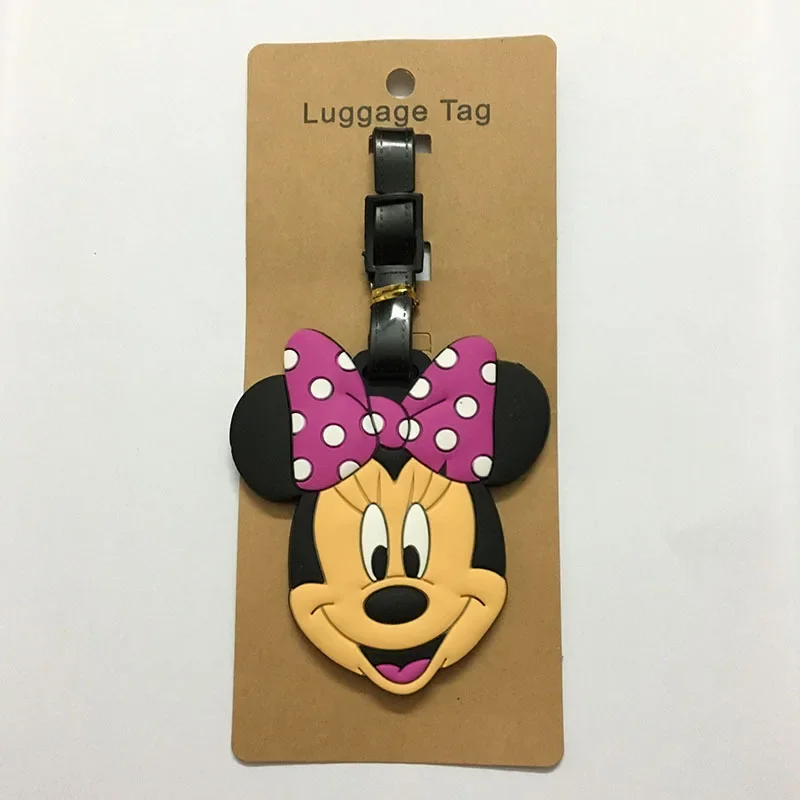 Cute Mickey and Minne Luggage Travel Accessories Tag Silica Gel Suitcase ID Addres Holder Baggage Boarding Tag Portable Label