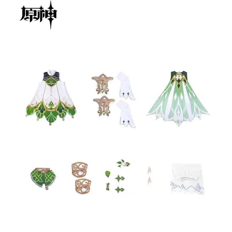 Nahida Cosplay Lesser Lord Analysing Full Set Dress Ears Wig Nahida outfits for Comic Con.