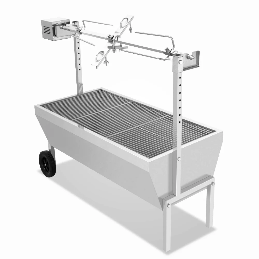 شواية المشواة التجارية - آلة تحميص الخنازير المصنوعة من الفولاذ المقاوم للصدأ (وقود الفحم، دوران تلقائي، سعة 50 كجم)