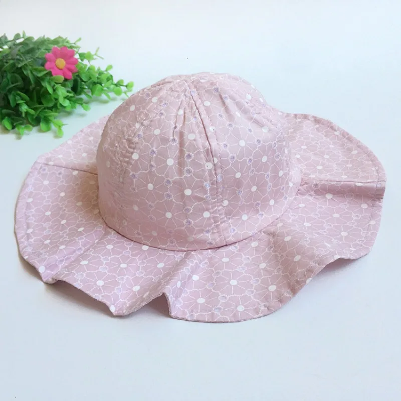 

Korean Style Cotton Baby Bucket Hat Outdoor Sun Protection Wide Brim Breathable Baby Basin Hats Cute Pink Child Travel Gorras