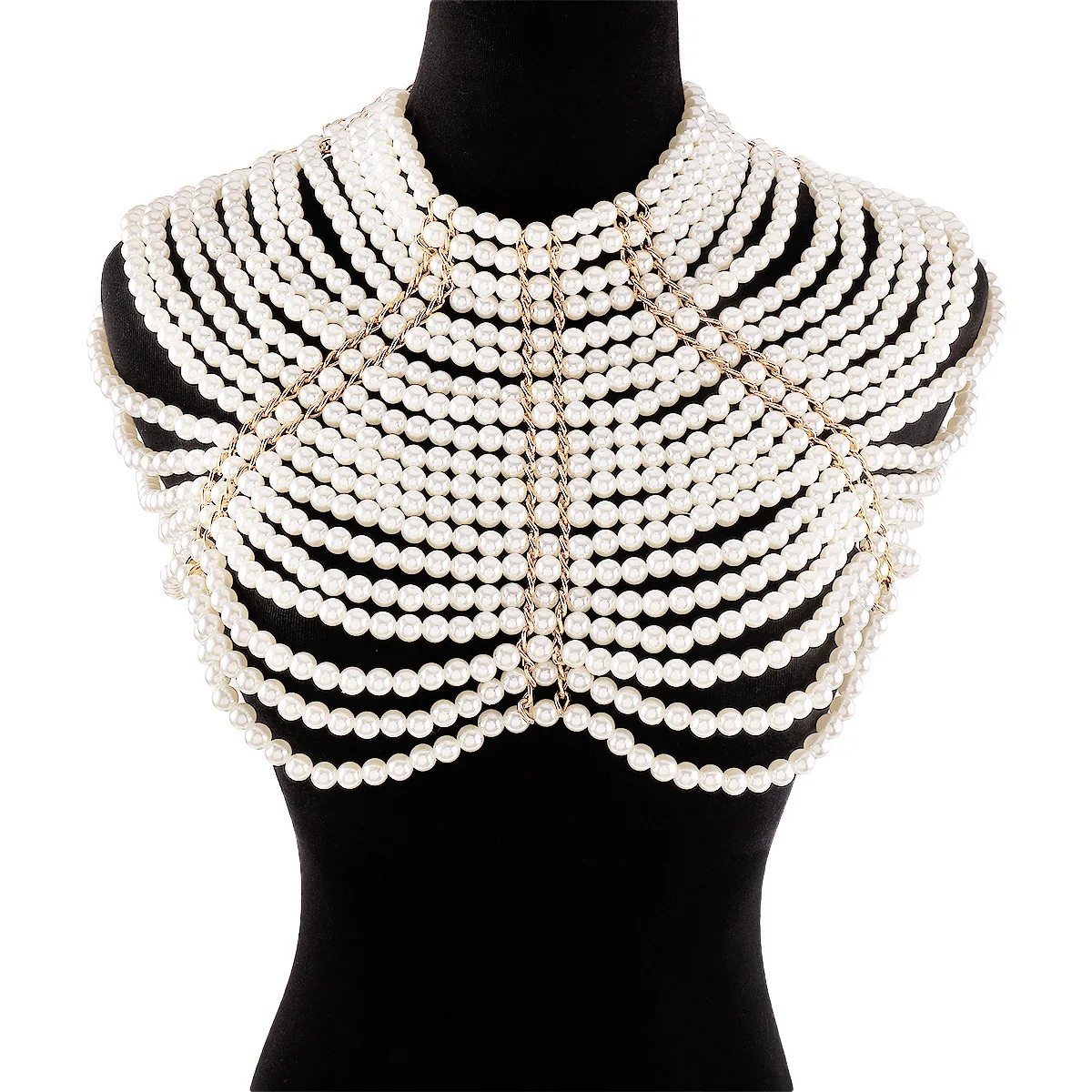 

Women's Pearl Body Chains Bra Sexy Tops Chain Wedding Dress Pearls Shawl Body Jewelry Fashion Adjustable Size Shoulder Necklaces
