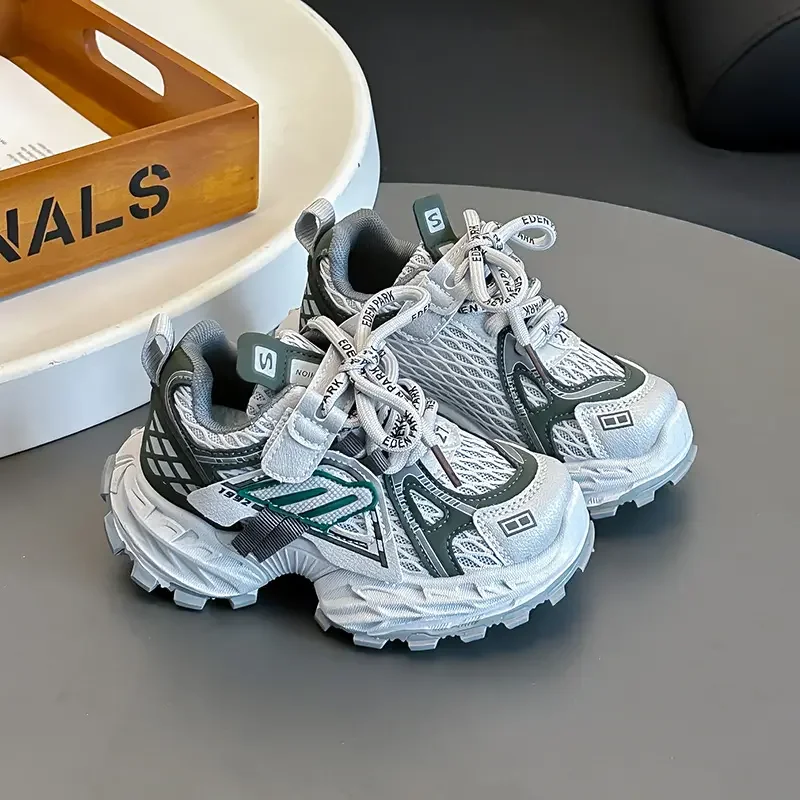 

Kids Chic Athletic Trainers Trendy Mesh Breathable Sport Shoes Boys Girls Shock Absorbing Non Slip Sole Outdoor School Footwear