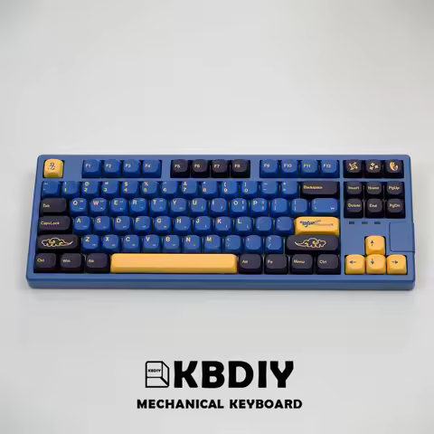 KBDiy PBT KOA Profile Keyboard Keycap Korean GMK Blue Samurai Key Caps for Mechanical Gaming Keyboards Caps 130 Keys/Set Custom