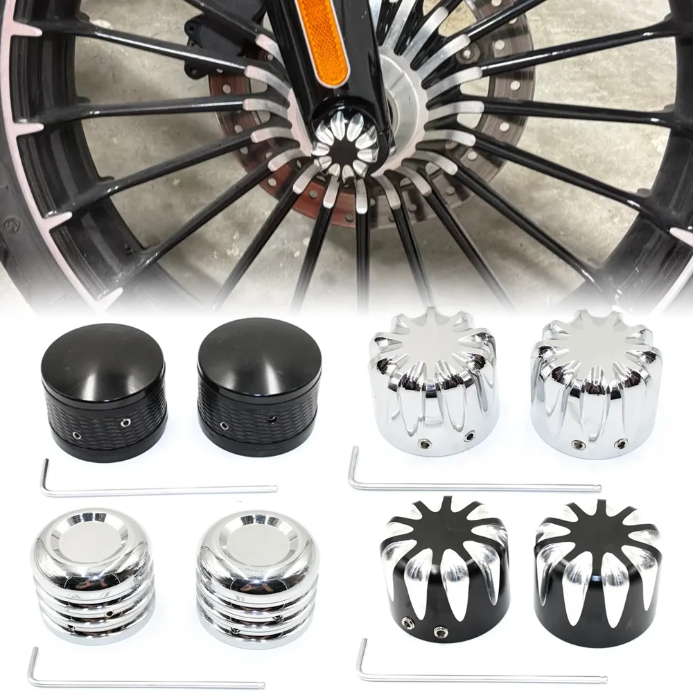 

Pair Motorcycle Front Axle Nut Covers Cap For Harley Dyna Touring Electra Glides Fat Boy Sportster Forty Eight Heritage Softail
