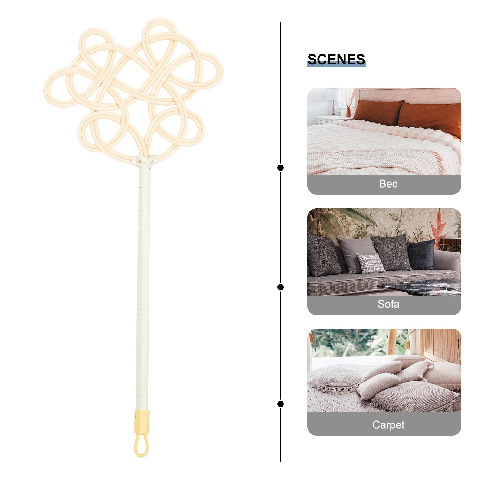 

1pc Long Handle Rattan Quilt Beater Household Cleaning Tool Vintage Carpet Duster Paddle Blanket Dust Catcher Home Supplies