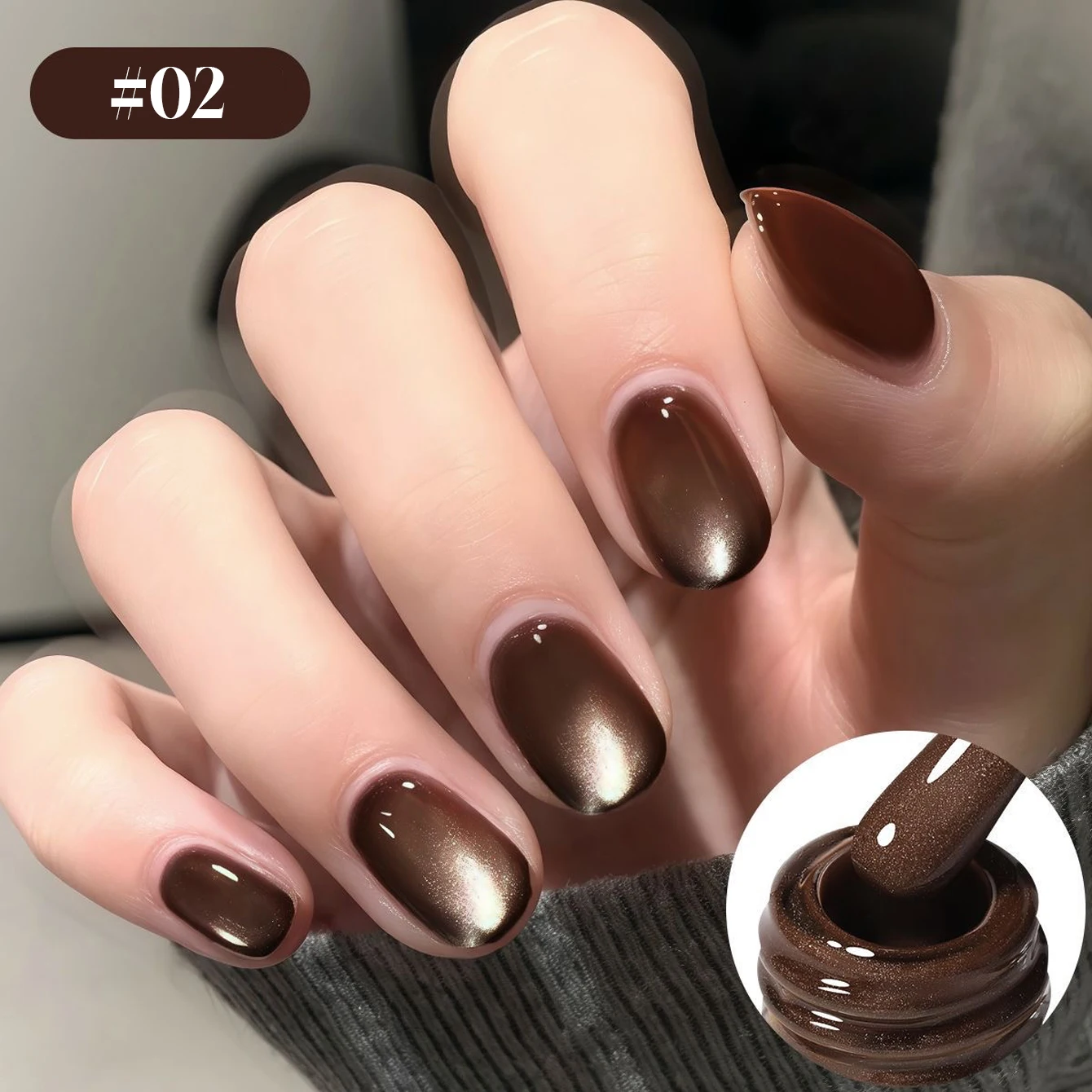 12ML 1-16PCS Hot Selling Brown Black Glass Bead Whitening Manet Cat Eye Gel Nail Polish 2026 New Brown Nails Nail Stuff