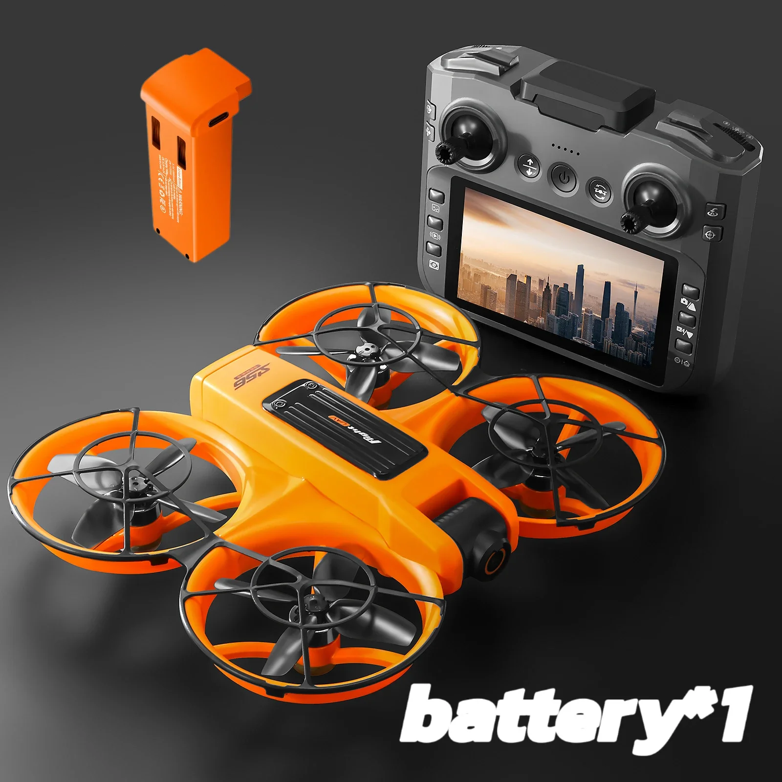 طائرة بدون طيار S156 مزدوجة الكاميرا مع تحكم بشاشة كبيرة، شاشة 4.5 بوصة، تجنب العوائق الذكية، تصميم كامل الضميمة،