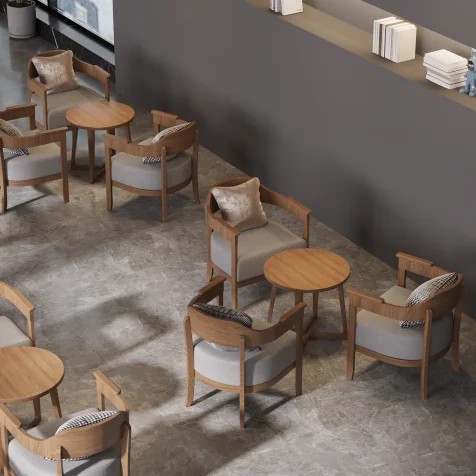 

High Quality Restaurant Sofa Round Wood Table And Chair Restaurant Furniture Chairs Modern Restaurant Cafe Furniture Table Chair