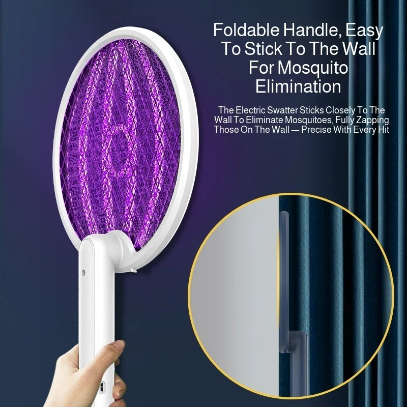 New KC Folding Hanging Electric Mosquito Swatter, Portable 2-in-1 Home and Outdoor USB Rechargeable Mosquito Killer Lamp
