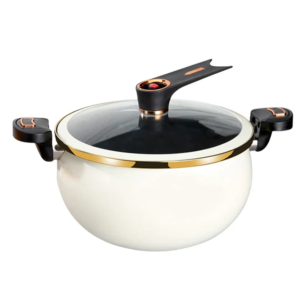 Large Capacity Cast Iron Soup Pot Non-Stick Micro Pressure Cooker Medical Stone Coating Gas Friendly New Low Pressure Cooker