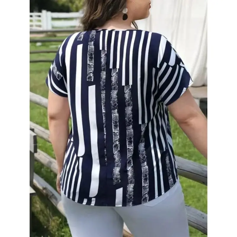 

Женская майка GIBSIE больших размеров в полоску с вырезом, удлиненная, А-силуэт, для комфортной носки, нижнее белье