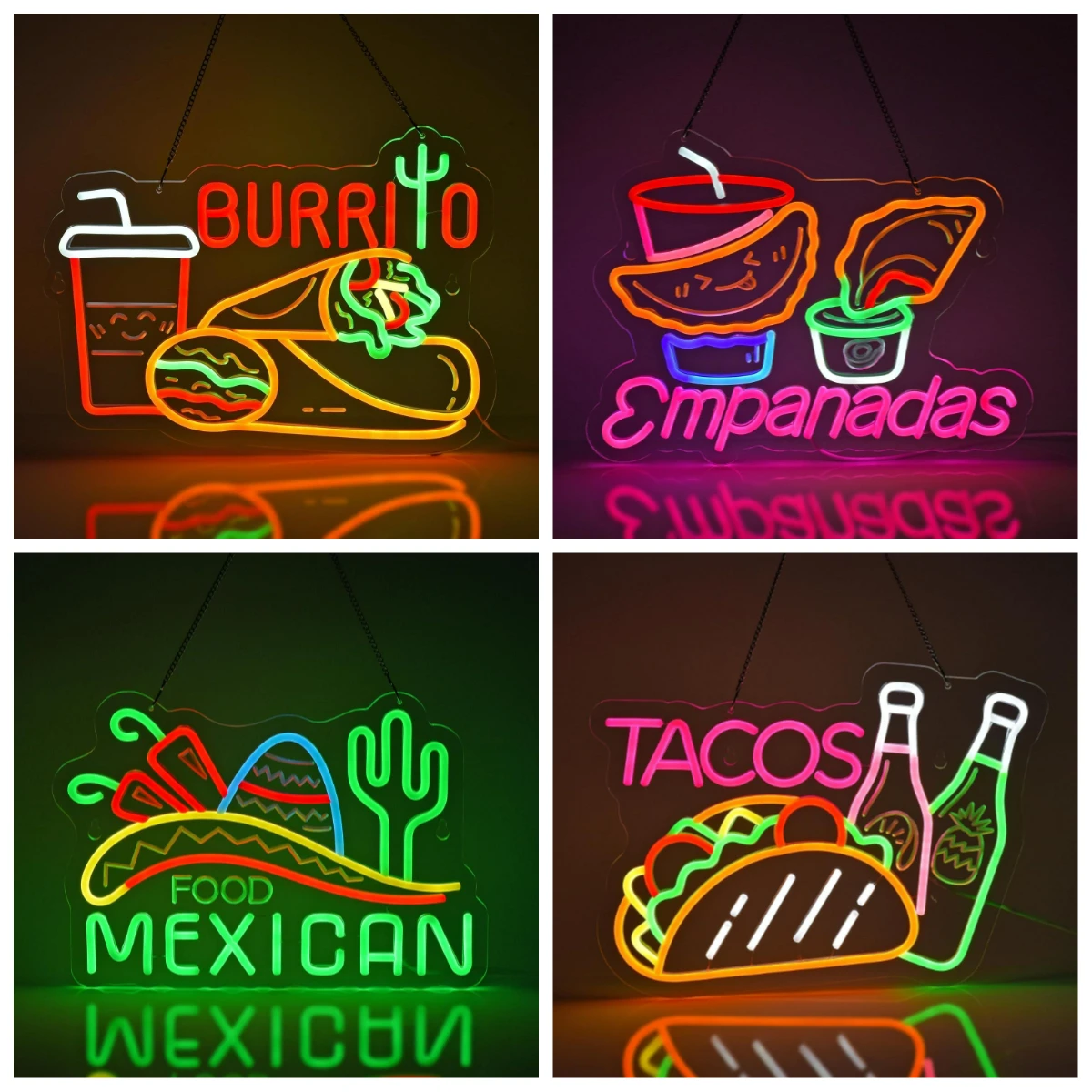 Burrito Neon Sign USB Dimmable Neon Lights for Mexican Restaurant Dining Home Kitchen Shop Truck Bar Pub Decoration Wall Decor