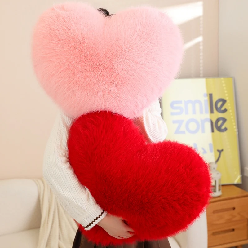 Cuscino Peluche a Forma di Cuore 40cm, Giocattolo Morbido per Bambini, Cuscino Decorativo per Divano e Letto, Regalo di Natale per Ragazze